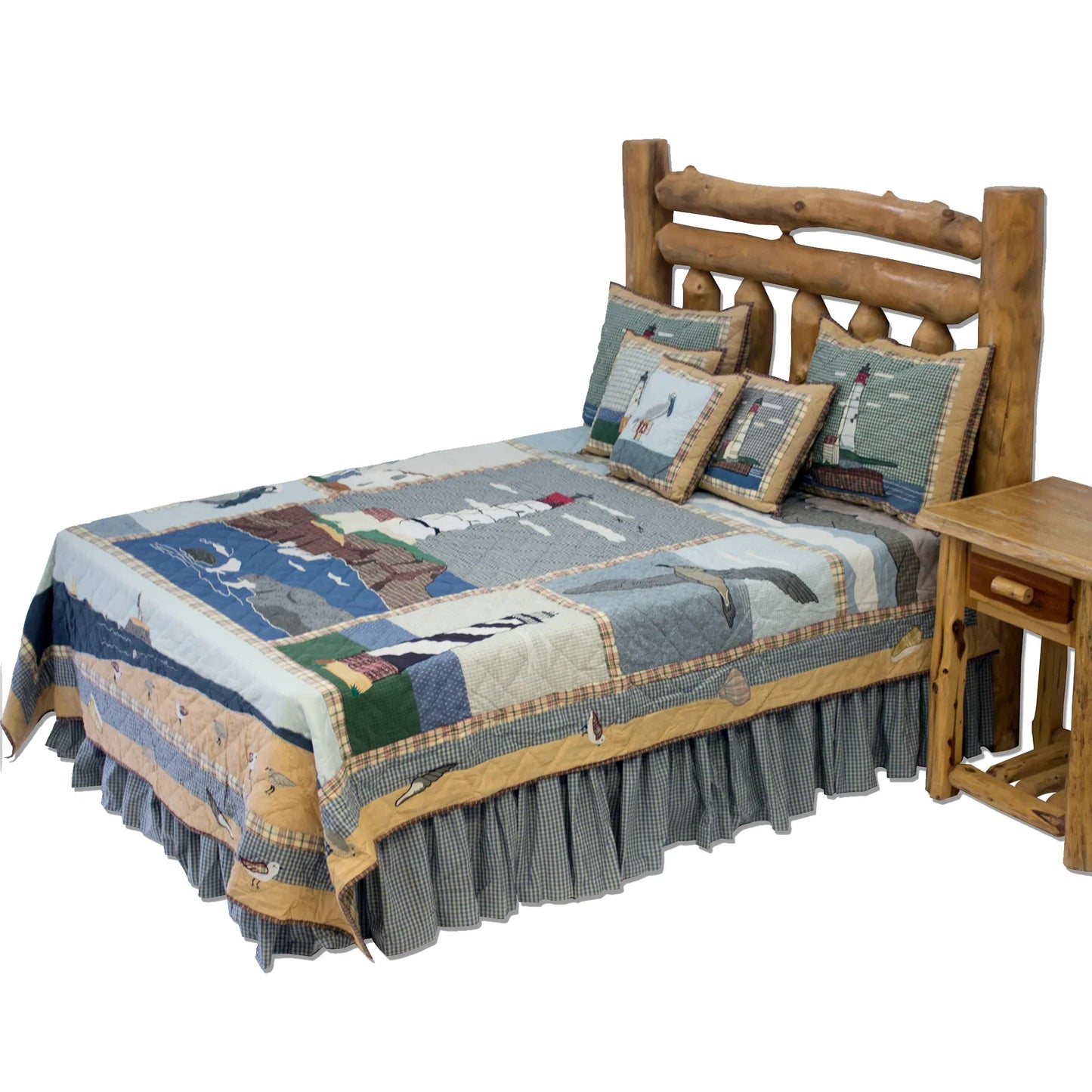 Lighthouse Canvas Quilt, Hand cut and Appliqued cotton fabric motifs.