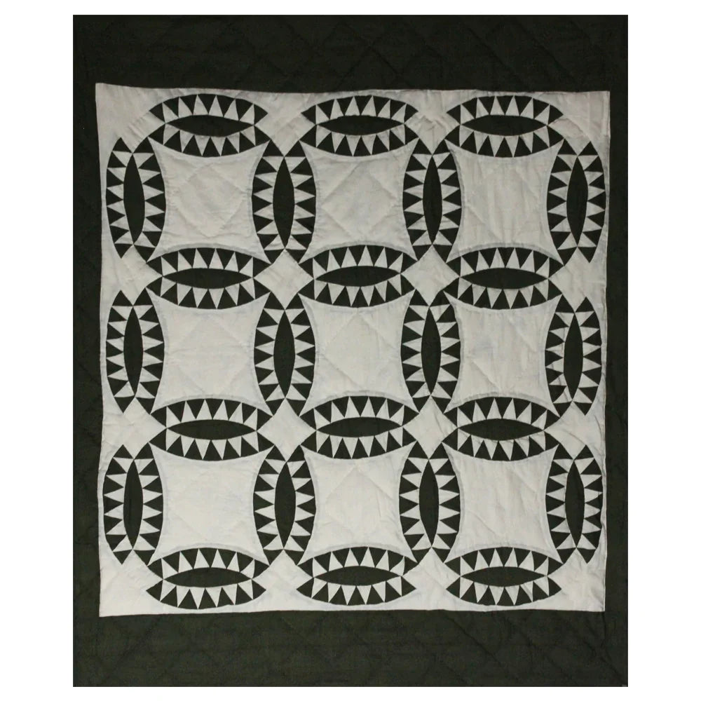 Emerald Wedding Ring Quilt, Hand cut and Patchwork cotton fabric blocks.
