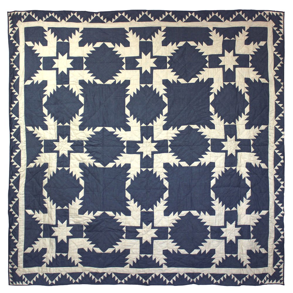 Patch Magic’s Denim Feathered Star - Patchwork Lap / Throw Quilt - Filled with Soft Cotton, Handmade, 100% Cotton Throw/Lap Quilt.