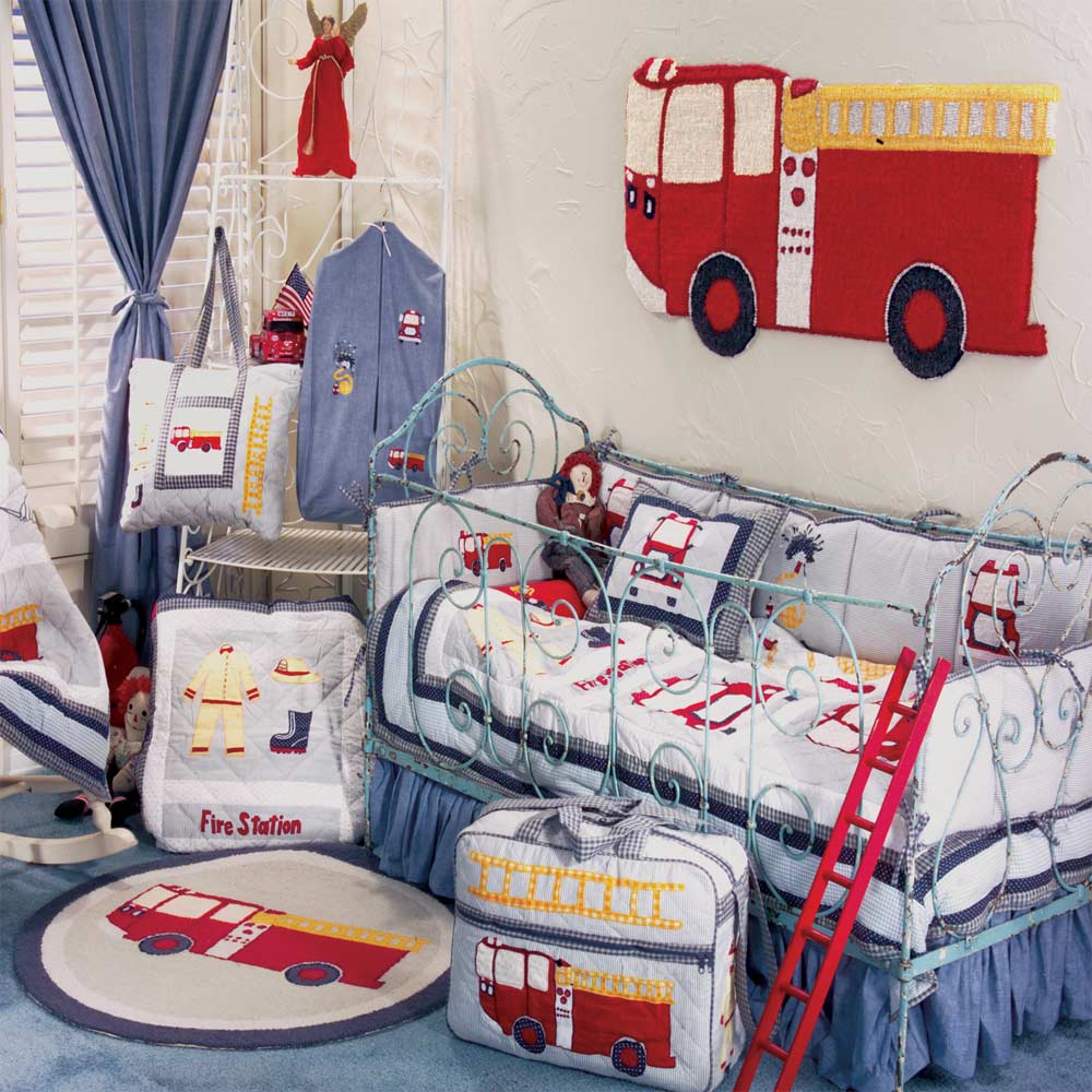 fire truck crib bedding