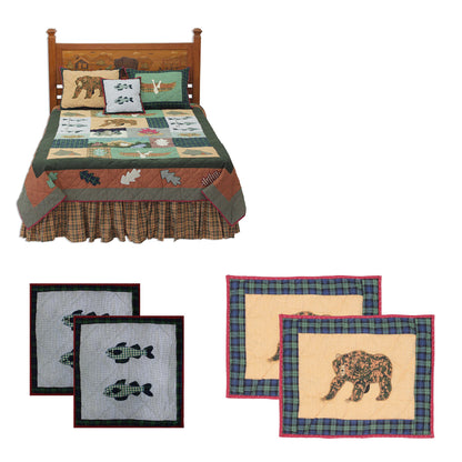 Quilted Cabin Bedding accessories and Ensemble sets.