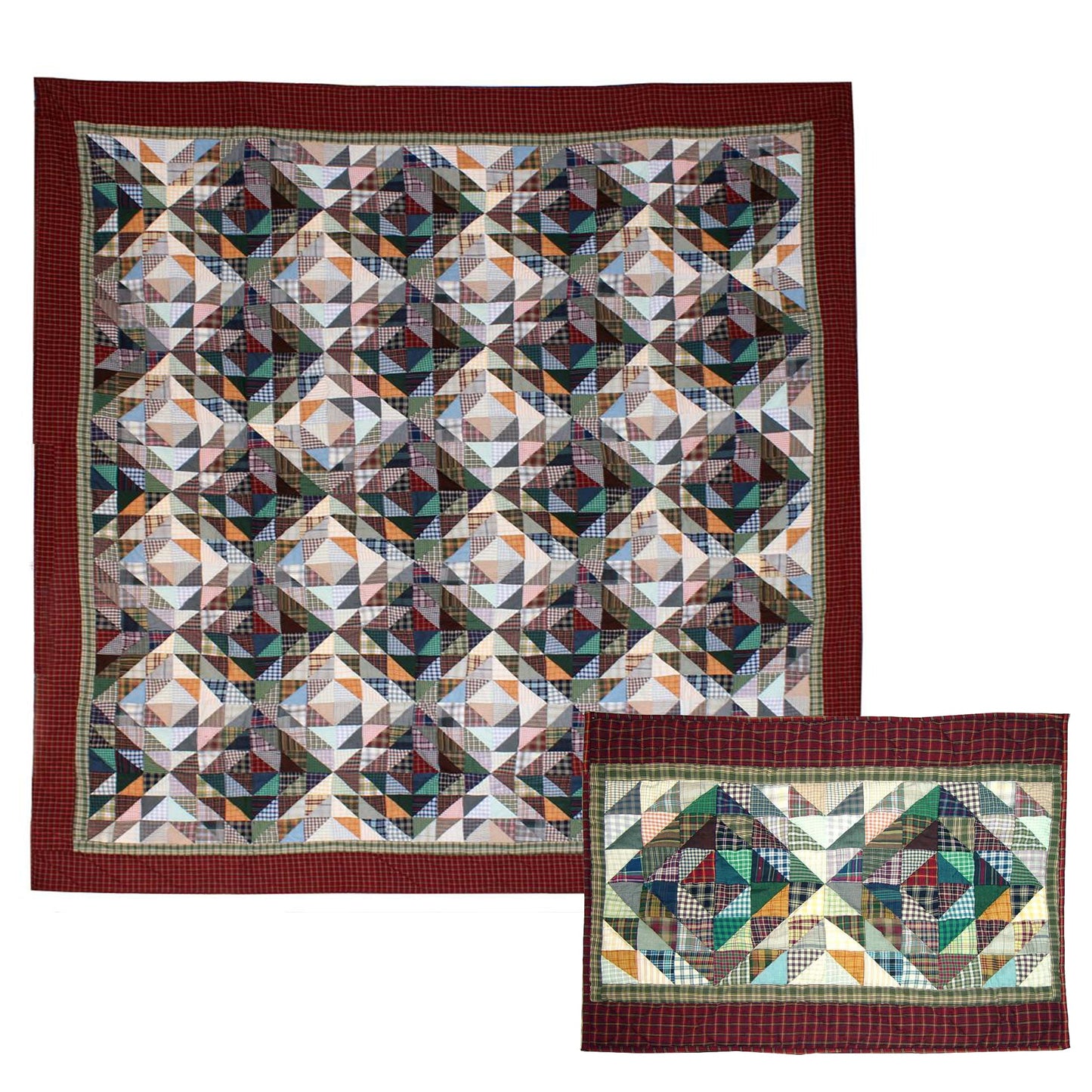 Frosting Patches Quilt, Hand cut and Patchwork cotton fabric blocks | Buy a Quilt and Get a Matching Pillow Sham FREE