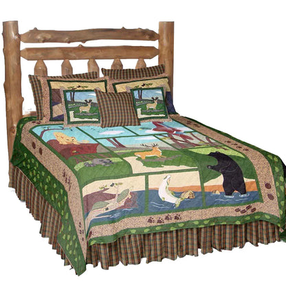 American Wilderness Quilt, Hand cut and Appliqued cotton fabric motifs.