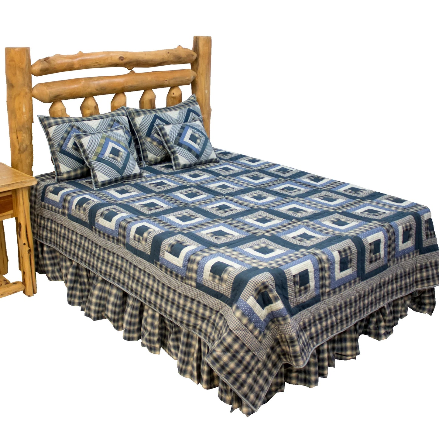 Blue Maze Quilt, Hand cut and Patchwork cotton fabric blocks.