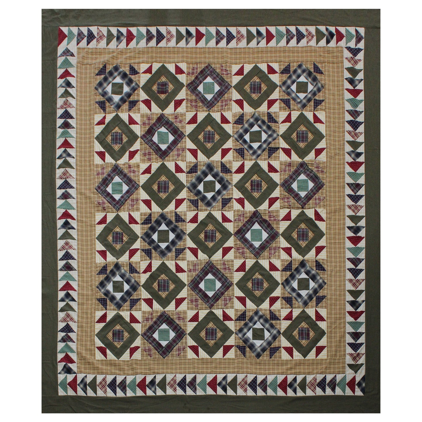 Prairie Road Quilt, Hand cut and Patchwork cotton fabric blocks.
