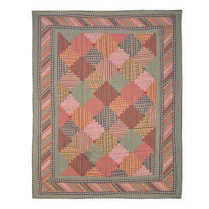 Pastures and Paths Quilt, Hand cut and Patchwork cotton fabric blocks.
