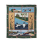 Loons on the lake Quilt, Hand cut and Appliqued cotton fabric motifs.