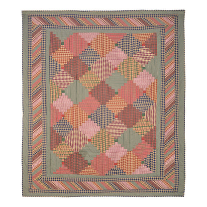 Pastures and Paths Quilt, Hand cut and Patchwork cotton fabric blocks.