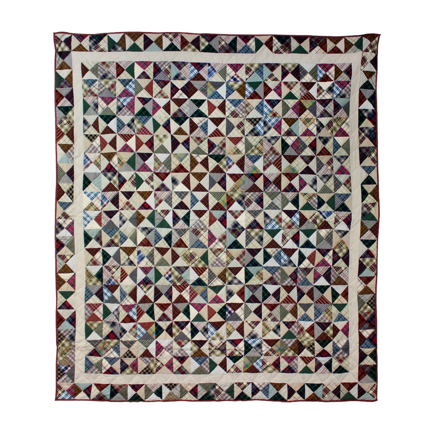 Broken Dishes  Quilt, Hand cut and Patchwork cotton fabric blocks.