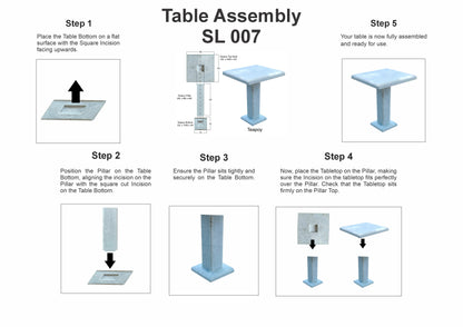 Elegant Natural Granite Stone Garden Seating | 4 Seater Square Stool and Teapoy Ensemble Set