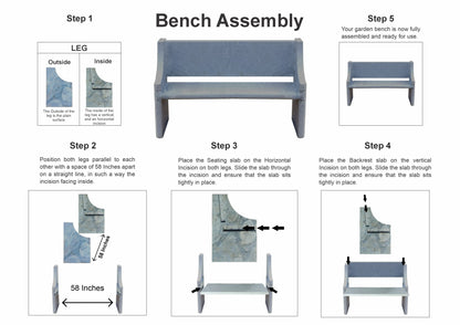 Embrace Nature with Outdoor Stone Park Benches | Granite Comforts | 5 Ft Long | 3 Inch Thickness Seater