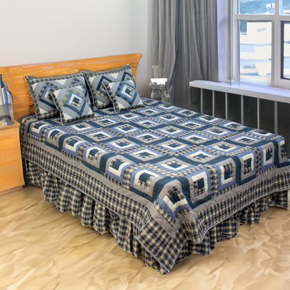 Blue Maze Quilt, Hand cut and Patchwork cotton fabric blocks.