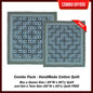 Blue Log Cabin Handmade Cotton Quilt - Buy a Queen Size Quilt and Get a Twin Size Quilt FREE