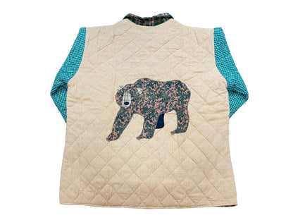 Cabin Bear Reversible Quilted Cotton Jacket | Cozy Outdoor Wear with Soft Cotton Filling and Rustic Bear-Themed Design