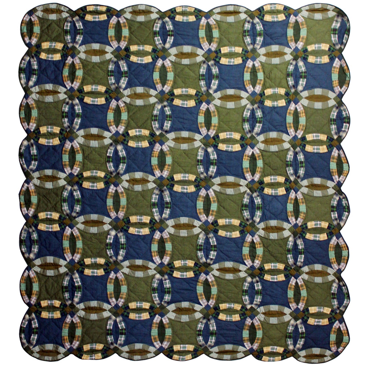 Chambray Ring Throw Quilt – 50"x60" Handmade Double Ring Wedding Pattern Quilt – Perfect for Cozying Up