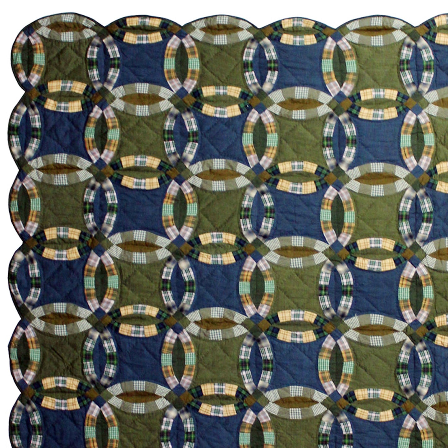 Chambray Ring Super King Quilt – 110"x96" Handmade Quilt with Double Ring Wedding Pattern – Custom Sizes Available