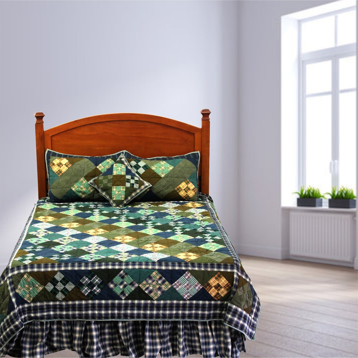 Spirit of Nine Quilt, Hand cut and Patchwork cotton fabric blocks.