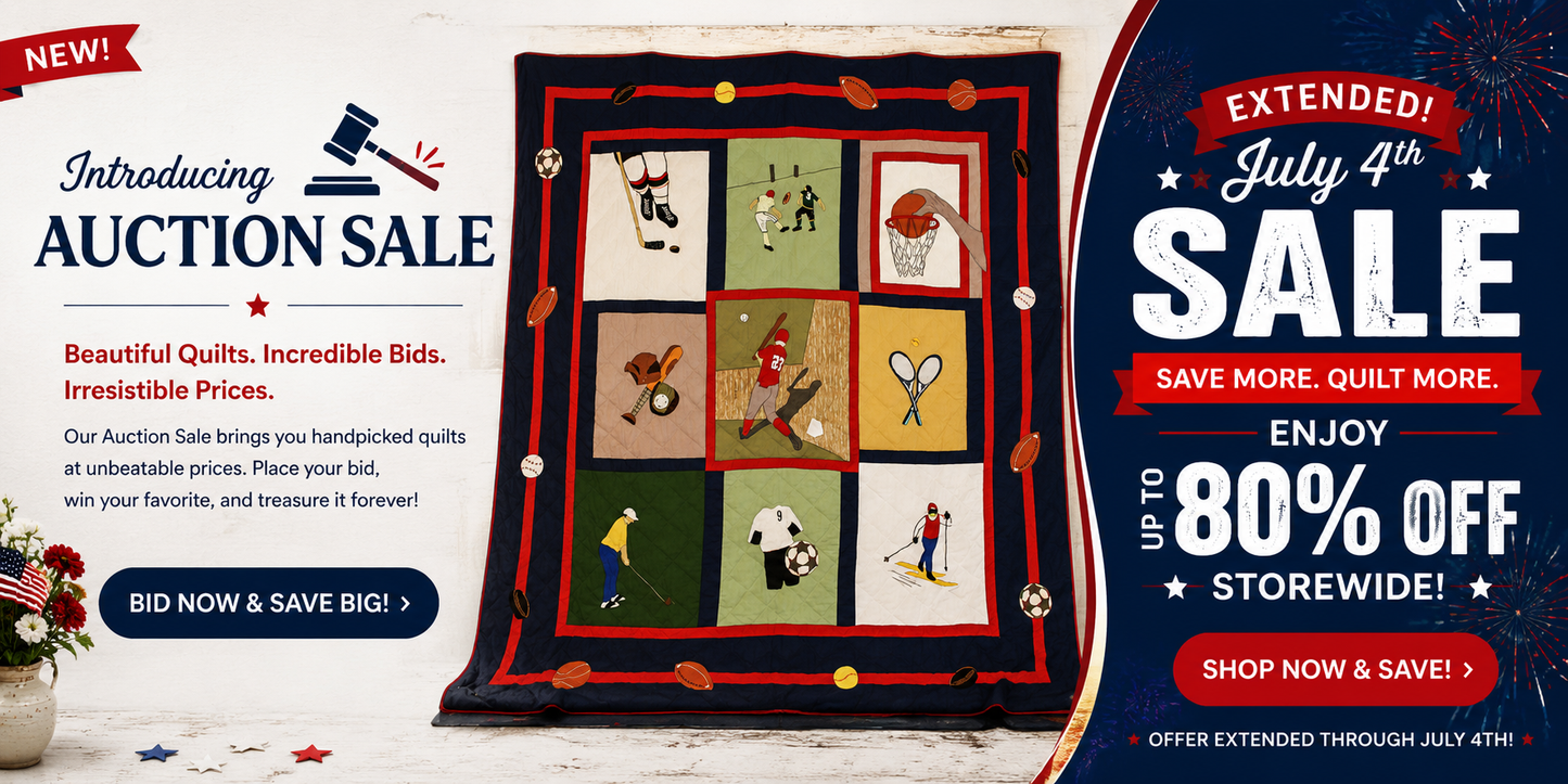 Sports and Games Twin (65"Wx85"L) Cotton Reversible Quilt, Hand cut and Appliqued cotton fabric motifs