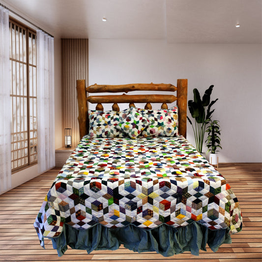 Diamonds are Forever Quilt, Hand cut and Patchwork cotton fabric blocks.