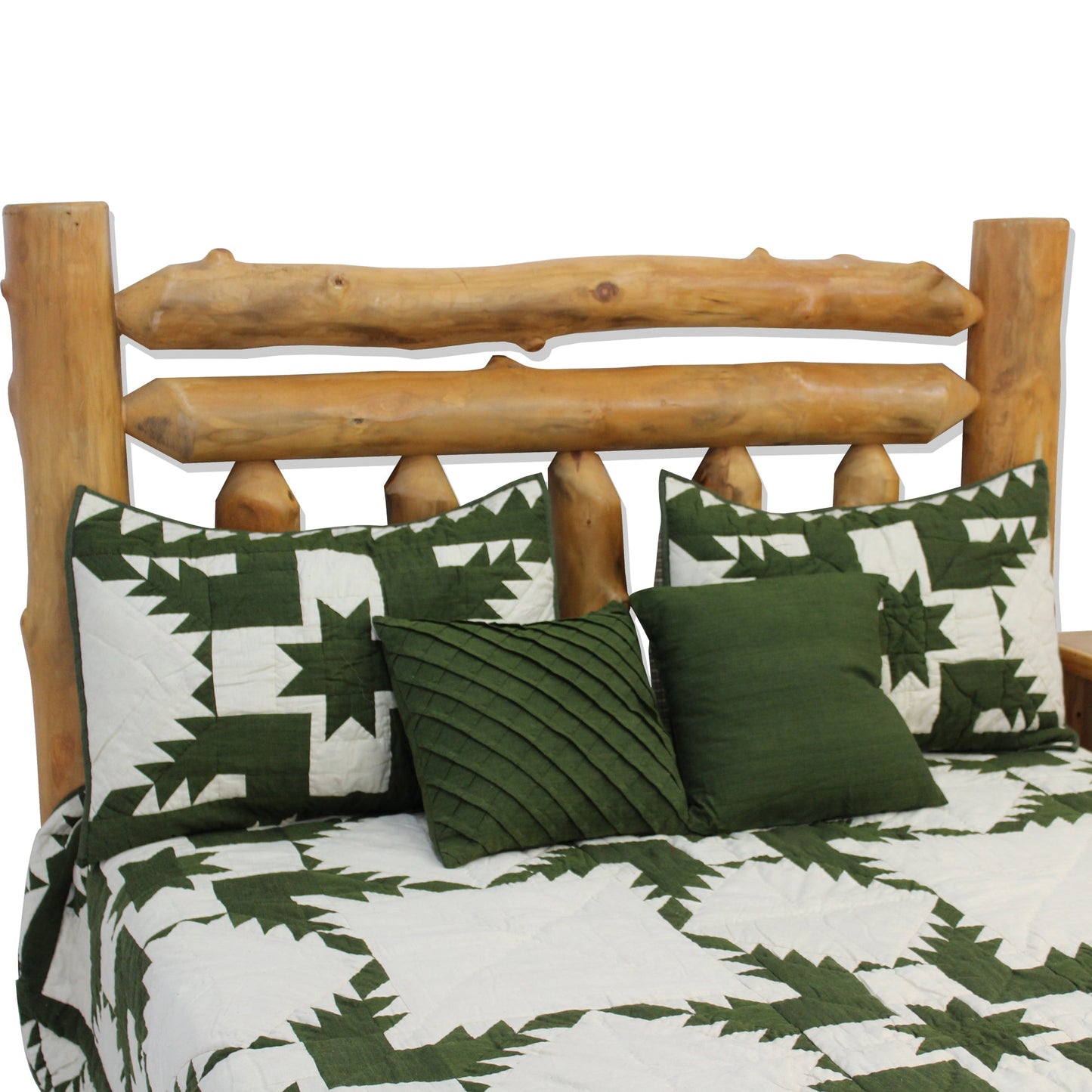 Emerald Feathered Star Quilt, Hand cut and Patchwork cotton fabric blocks.