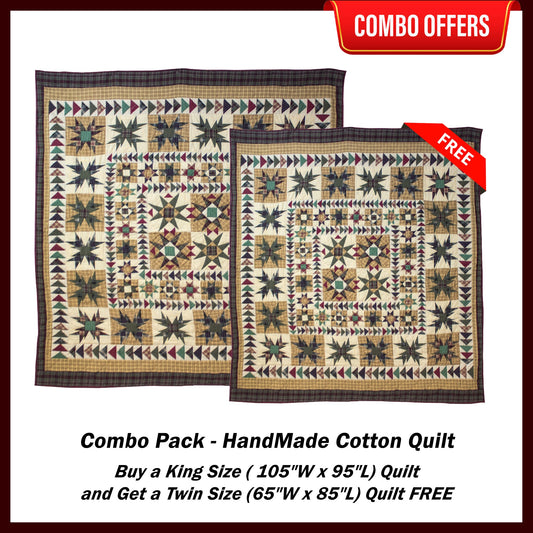 Forever Handmade Cotton Quilt - Buy a King Size Quilt and Get a Twin Size Quilt FREE