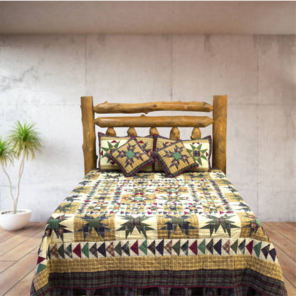 Blazing Stars Quilt, Hand cut and Patchwork cotton fabric blocks.