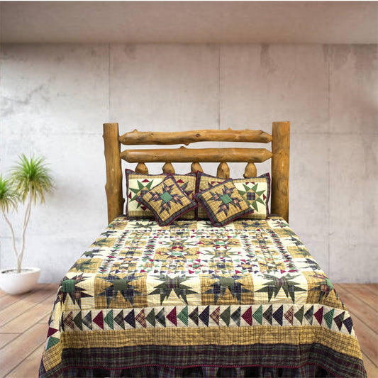Blazing Stars Quilt, Hand cut and Patchwork cotton fabric blocks.