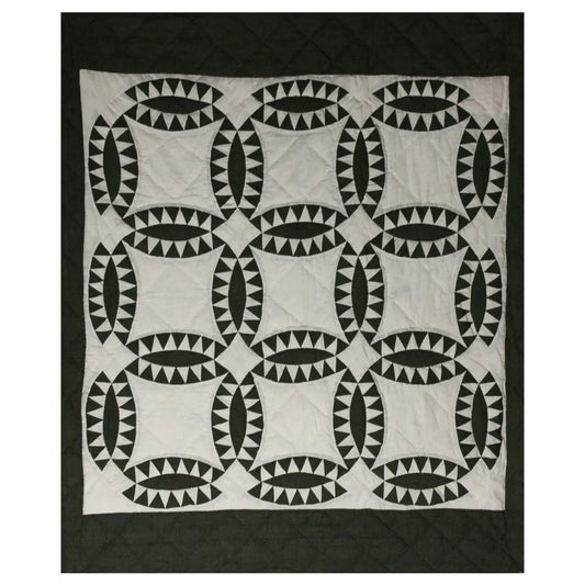 Emerald Wedding Ring Quilt, Hand cut and Patchwork cotton fabric blocks.