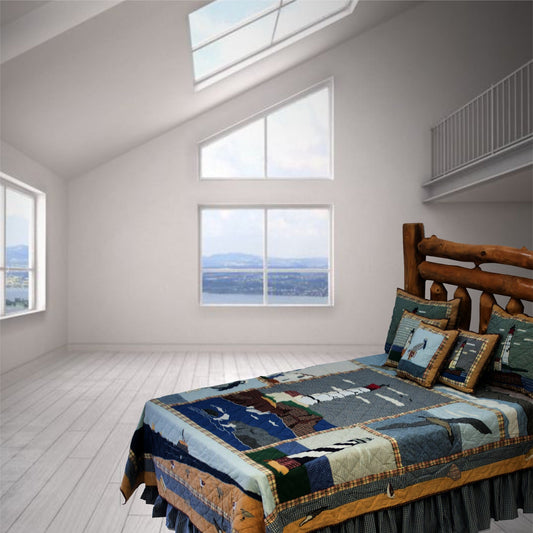 Lighthouse Canvas  Quilt, Hand cut and Appliqued cotton fabric motifs.