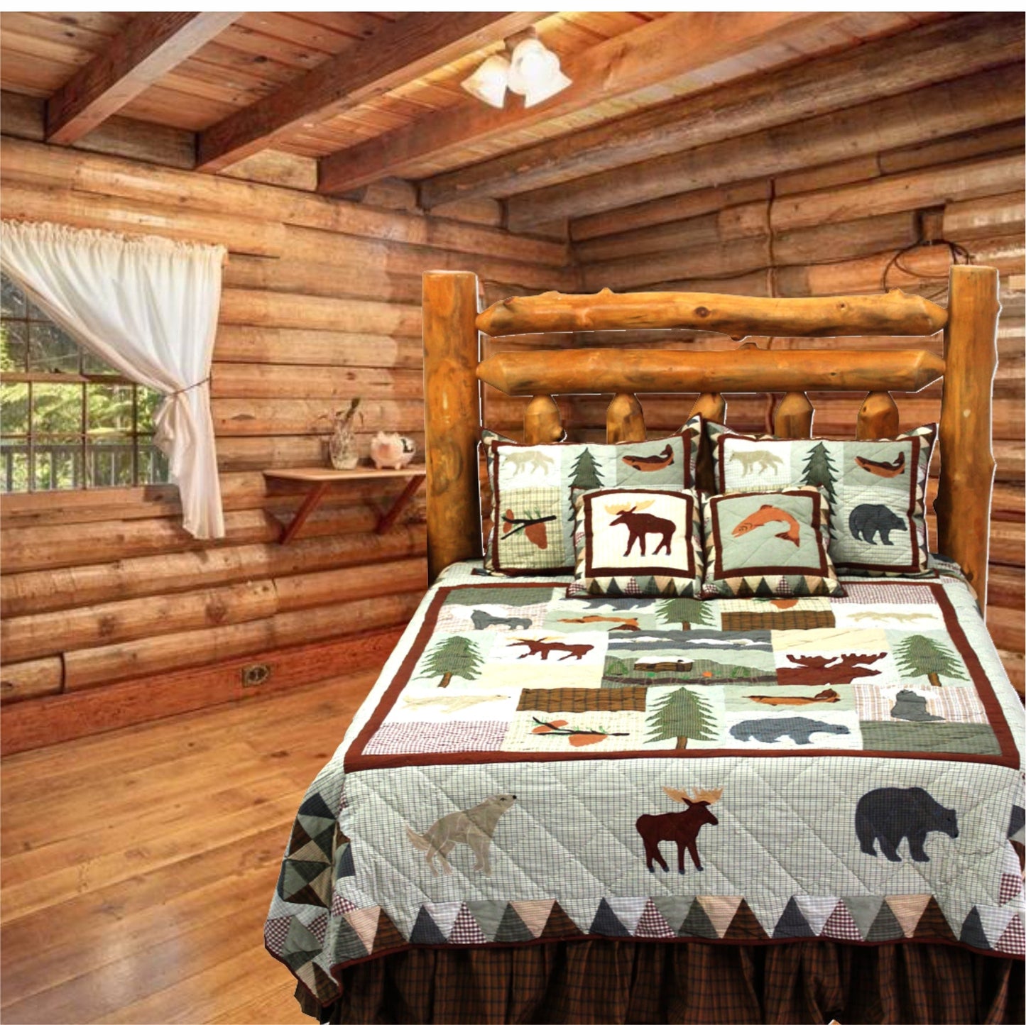 White Mountain Whispers Quilt, Hand cut and Appliqued cotton fabric motifs.