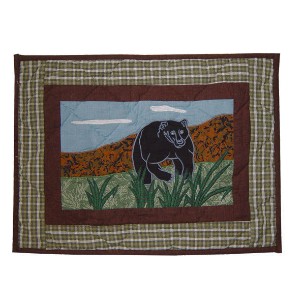 Poetry of bears Quilt, Hand cut and Appliqued cotton fabric motifs | Buy a Quilt and get a matching Pillow Sham FREE