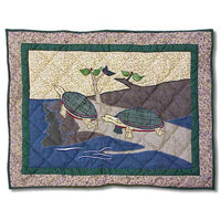 American Wilderness Quilt, Hand cut and Appliqued cotton fabric motifs.