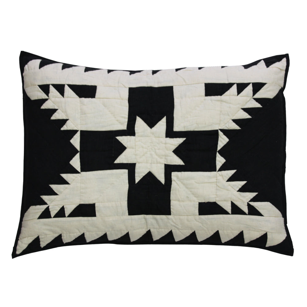 Black Feathered Star Quilt, Hand cut and Patchwork cotton fabric blocks.