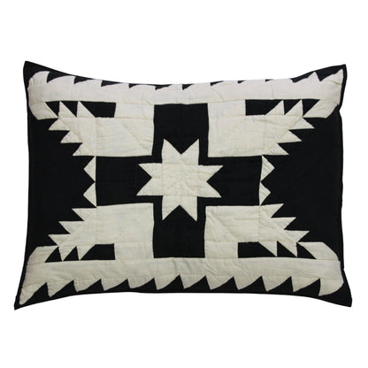 Black Feathered Star Quilt, Hand cut and Patchwork cotton fabric blocks.