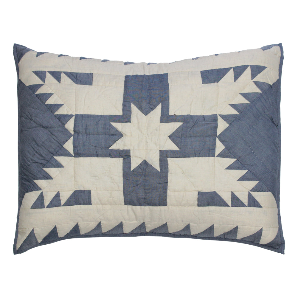 Blue Feathered Star/Feathered Star Quilt, Hand cut and Patchwork cotton fabric blocks.