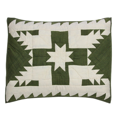 Emerald Feathered Star Quilt, Hand cut and Patchwork cotton fabric blocks.