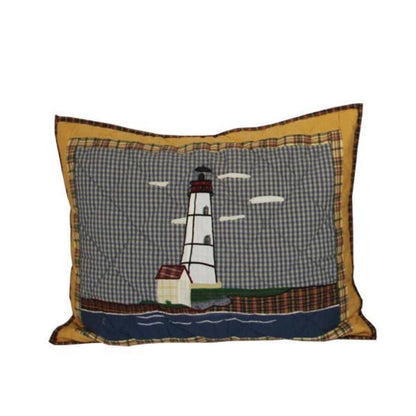 Lighthouse Canvas  Quilt, Hand cut and Appliqued cotton fabric motifs.