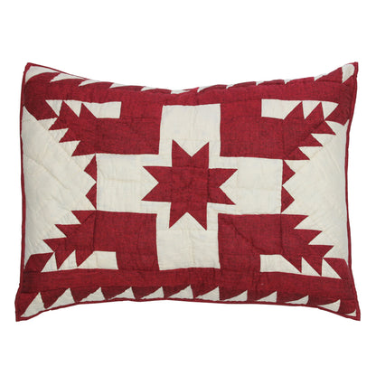 Ruby Feathered Star Quilt, Hand cut and Patchwork cotton fabric blocks.