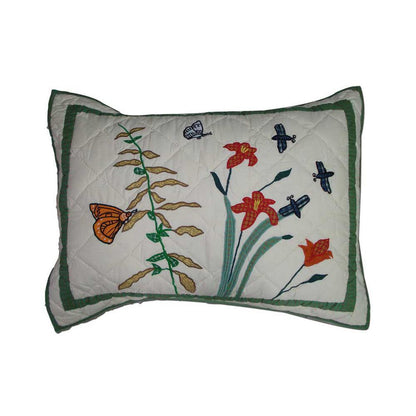 Wildflowers meadow Quilt, Hand cut and Appliqued cotton fabric motifs.