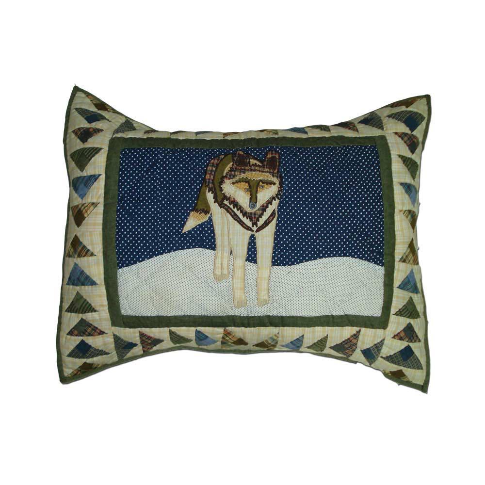 Wolf-Themed Embroidered Handmade Cotton Quilt -  Buy a Quilt and get a matching Pillow Shams FREE