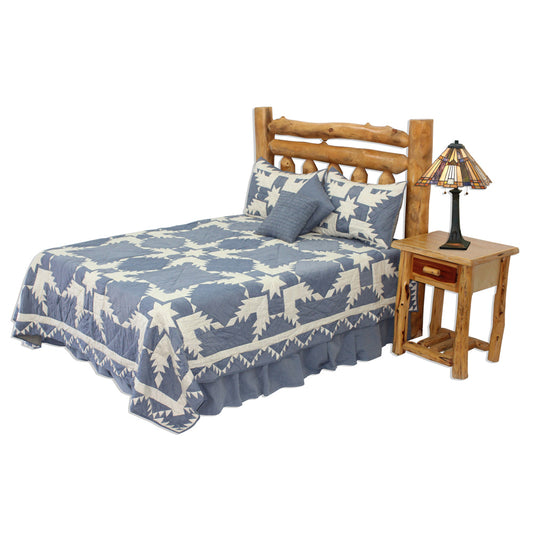 Blue Feathered Star/Feathered Star Quilt, Hand cut and Patchwork cotton fabric blocks.