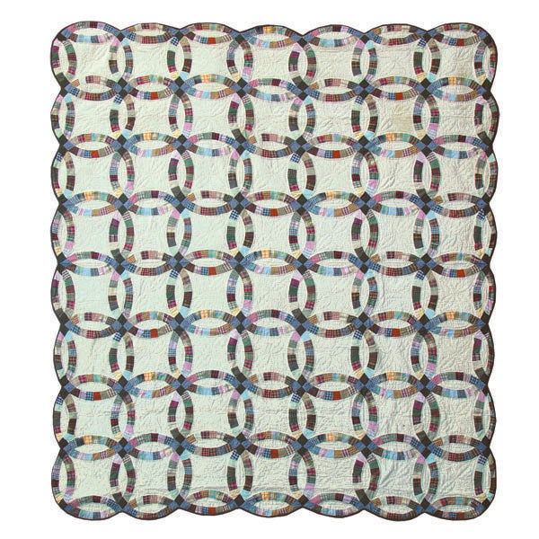 Cream Stone Wall Quilt, Hand cut and Patchwork cotton fabric blocks.