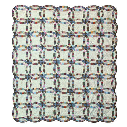 Cream Stone Wall Quilt, Hand cut and Patchwork cotton fabric blocks.