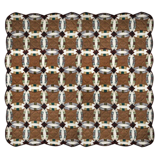 Farmland Wedding Ring Quilt, Hand cut and Patchwork cotton fabric blocks.