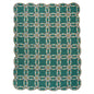 Green Double Wedding Ring Quilt, Hand cut and Patchwork cotton fabric blocks.