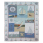 Sailboats Voyage Quilt, Hand cut and Appliqued cotton fabric motifs.