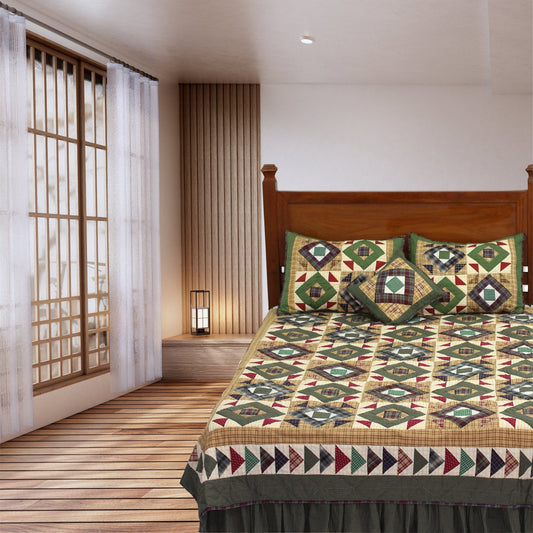 Prairie Road Quilt, Hand cut and Patchwork cotton fabric blocks.