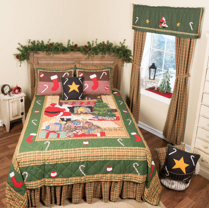 Santa at Christmas Cotton Reversible Quilt.