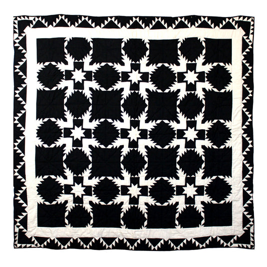 Patch Magic Quilts - Black Feathered Star Throw 50"W x 60"L