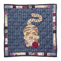 Kitty and Meow Quilt, Hand cut and Appliqued cotton fabric motifs.